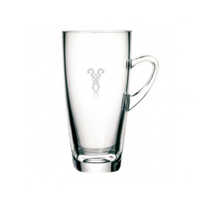 Latte Macchiato Glastasse mit Bazzar Logo