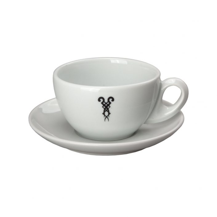 Milchkaffeetasse mit Bazzar Logo